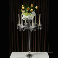 peça central bonita do casamento de cristal 5 braços candelabro